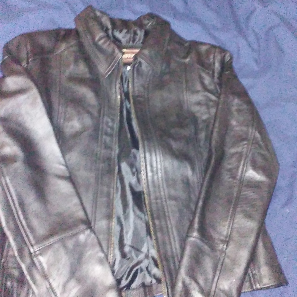 santos large leather jacket like new